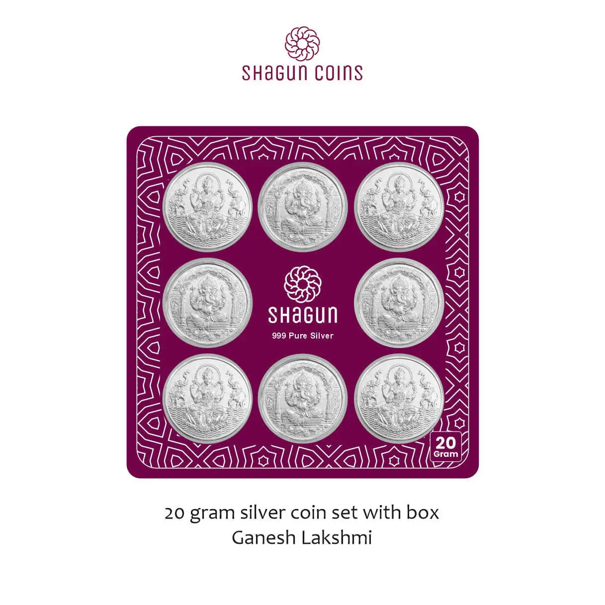 20gm set silver coin Ganesh lakshmi
