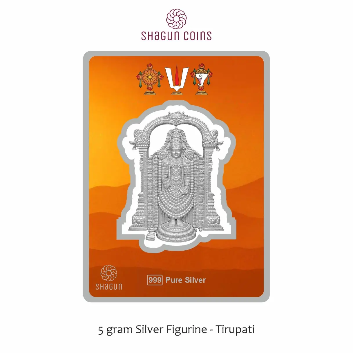 5 GRAM SILVER GOD FIGURINE- TIRUPATI