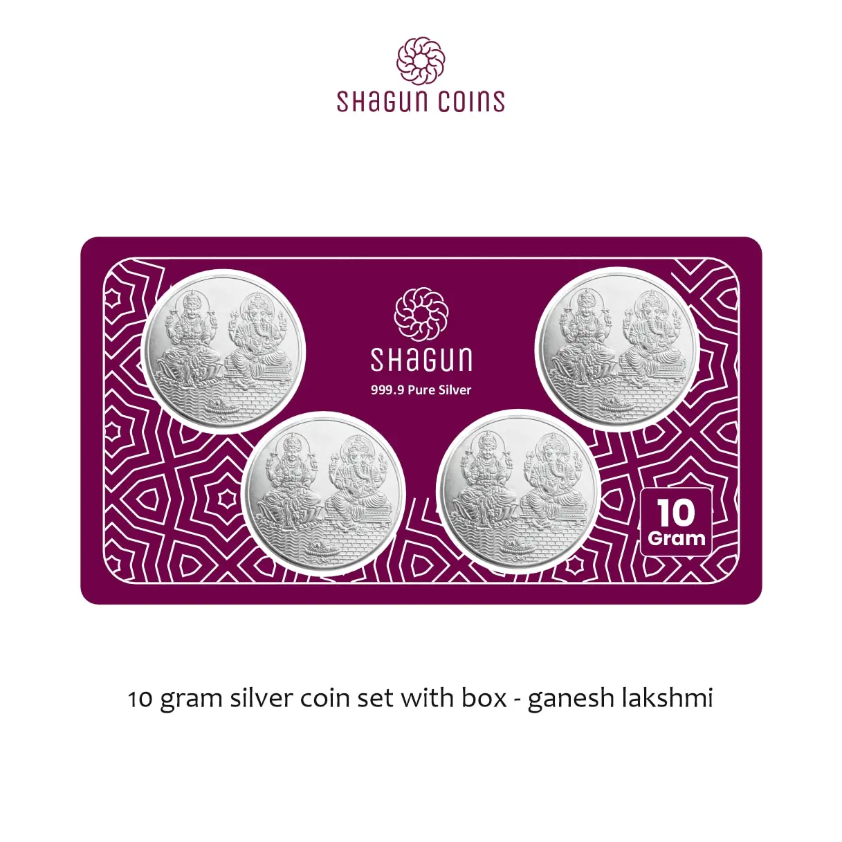 10 GRAM SILVER COIN SET WITH BOX - Ganesh lakshmi