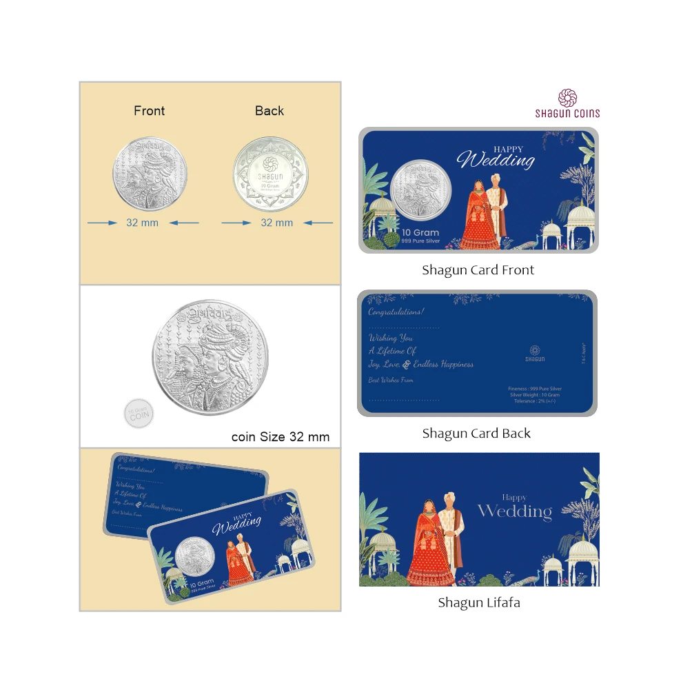 10 GRAM SILVER SHAGUN LIFAFA - WEDDING BLUE