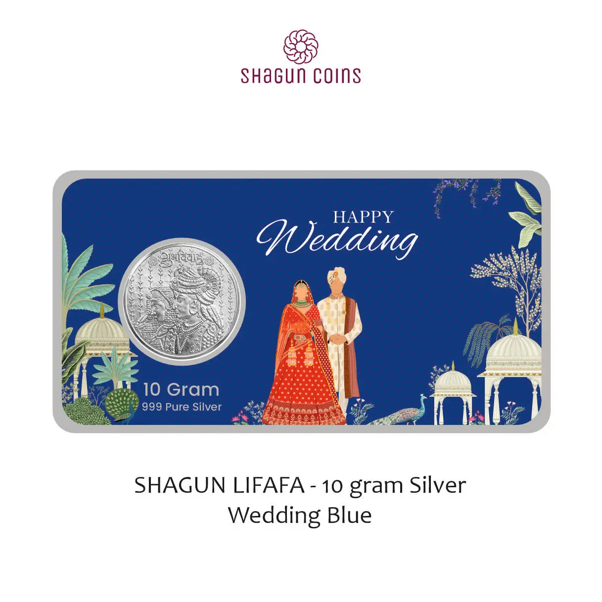 10 GRAM SILVER SHAGUN LIFAFA - WEDDING BLUE