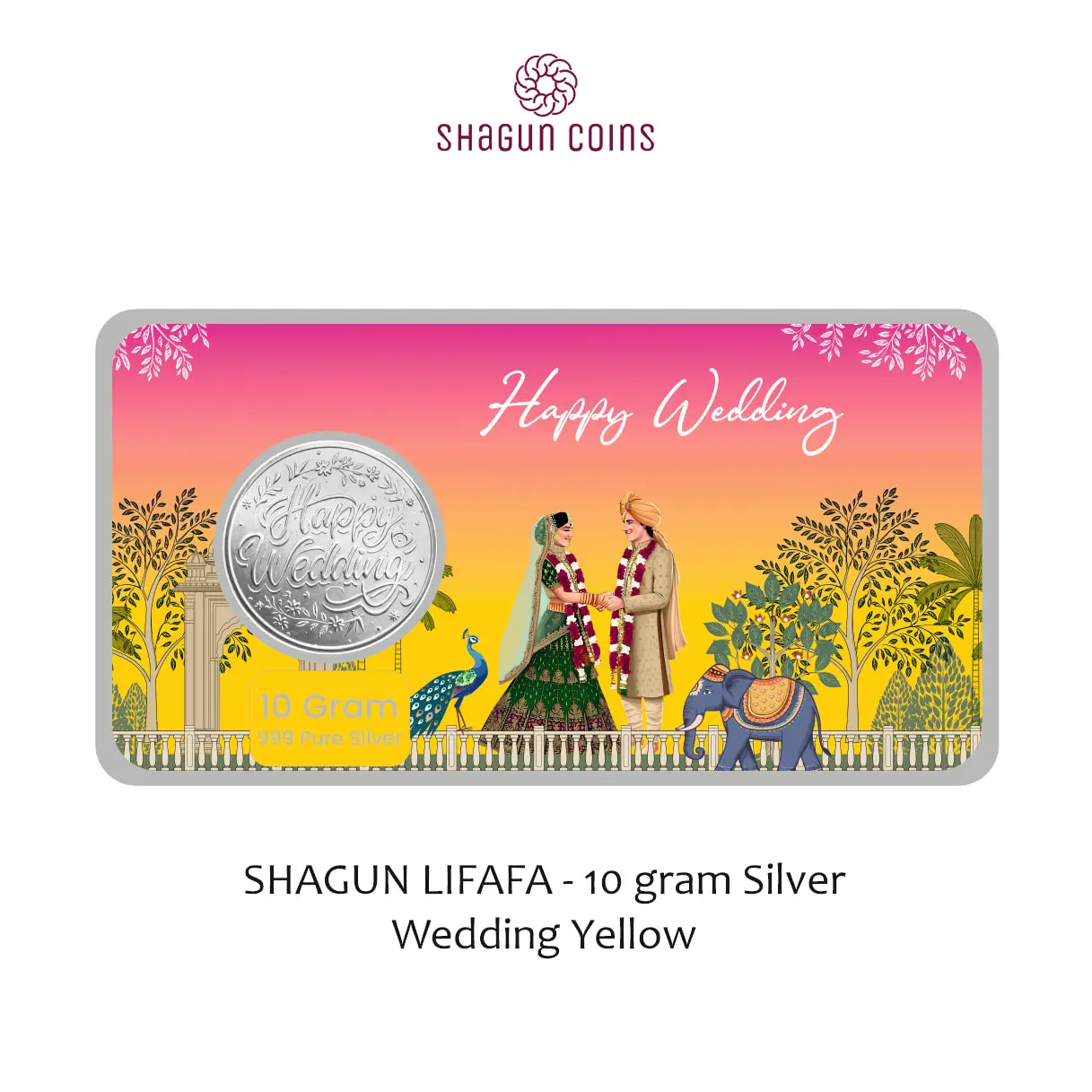 10 GRAM SILVER SHAGUN LIFAFA - WEDDING YELLOW