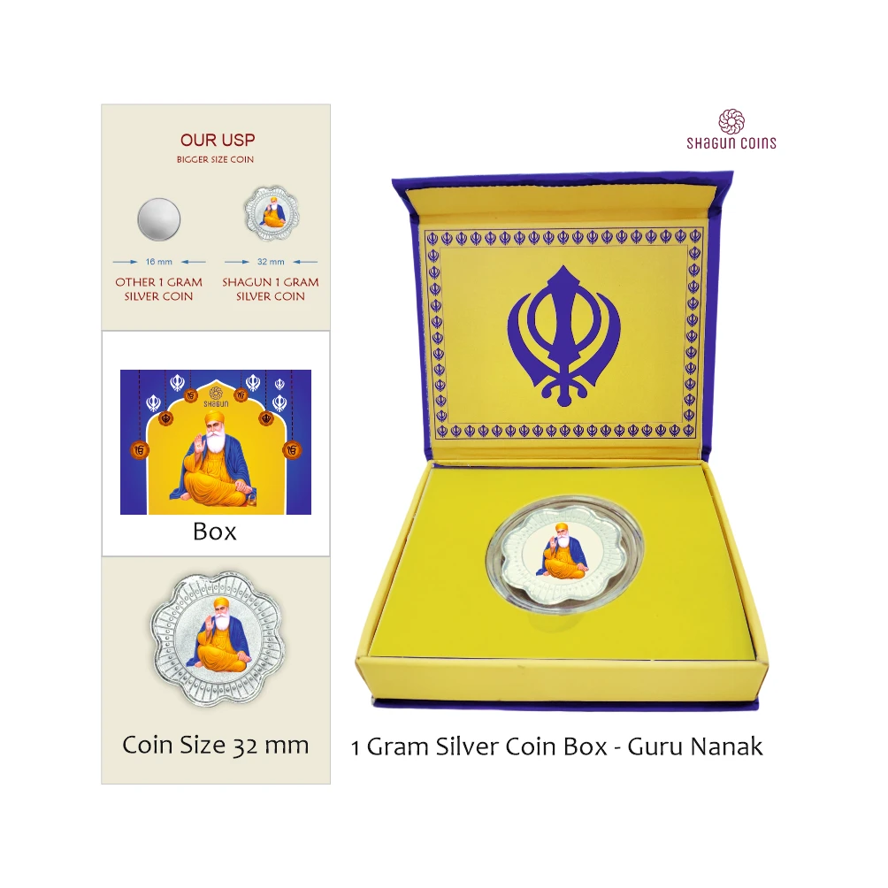 1 GRAM SILVER COIN BOX -  GURU NANAK