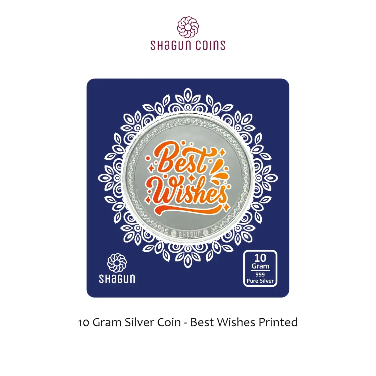 10 GRAM SILVER COIN BIG SIZE - 60MM -  best wishes