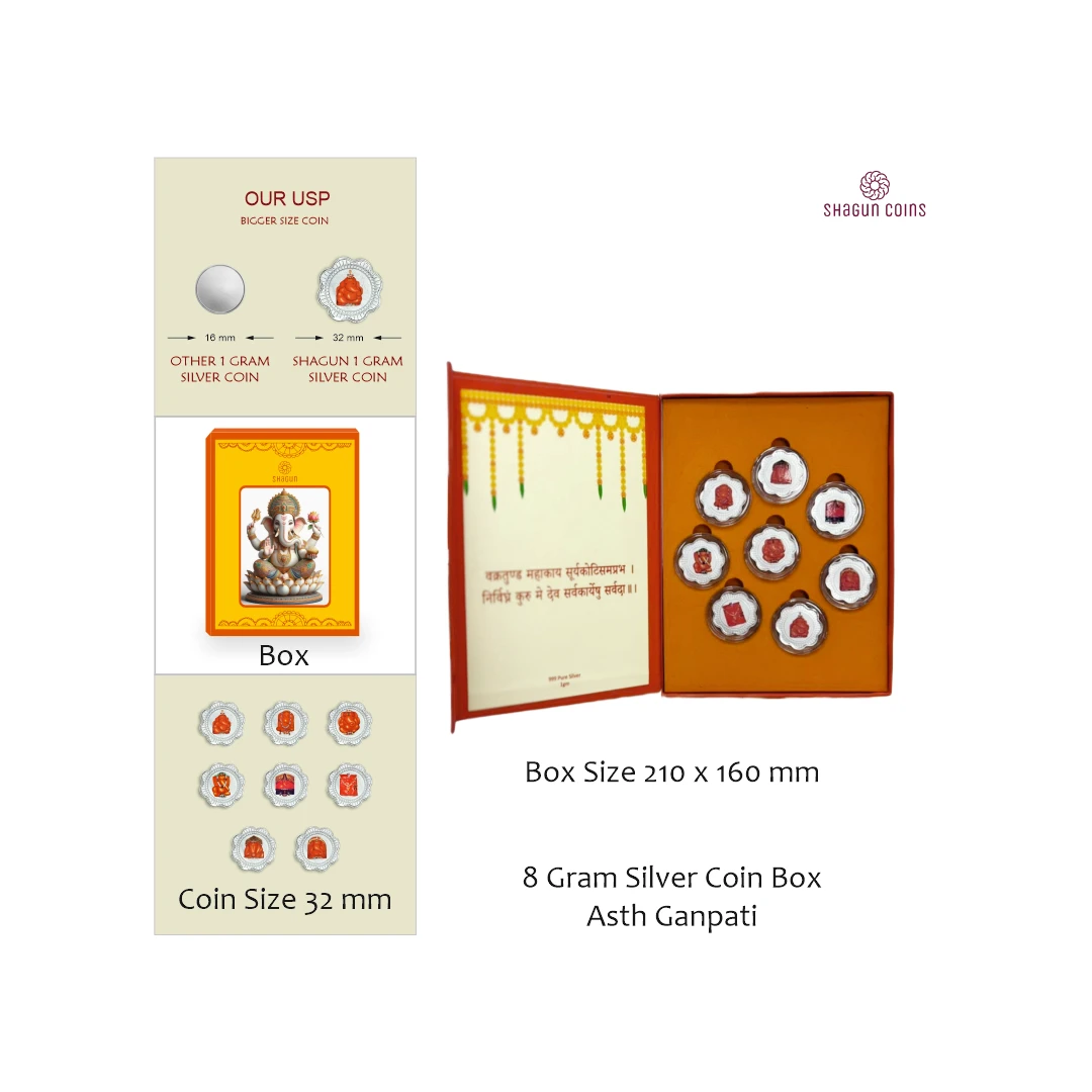 8 GRAM SILVER COIN BOX - ASTH GANPATI