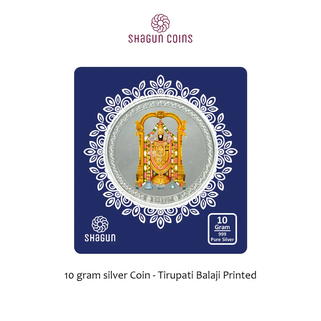 10 GRAM SILVER COIN BIG SIZE - 60MM - Tirupati Balaji printed