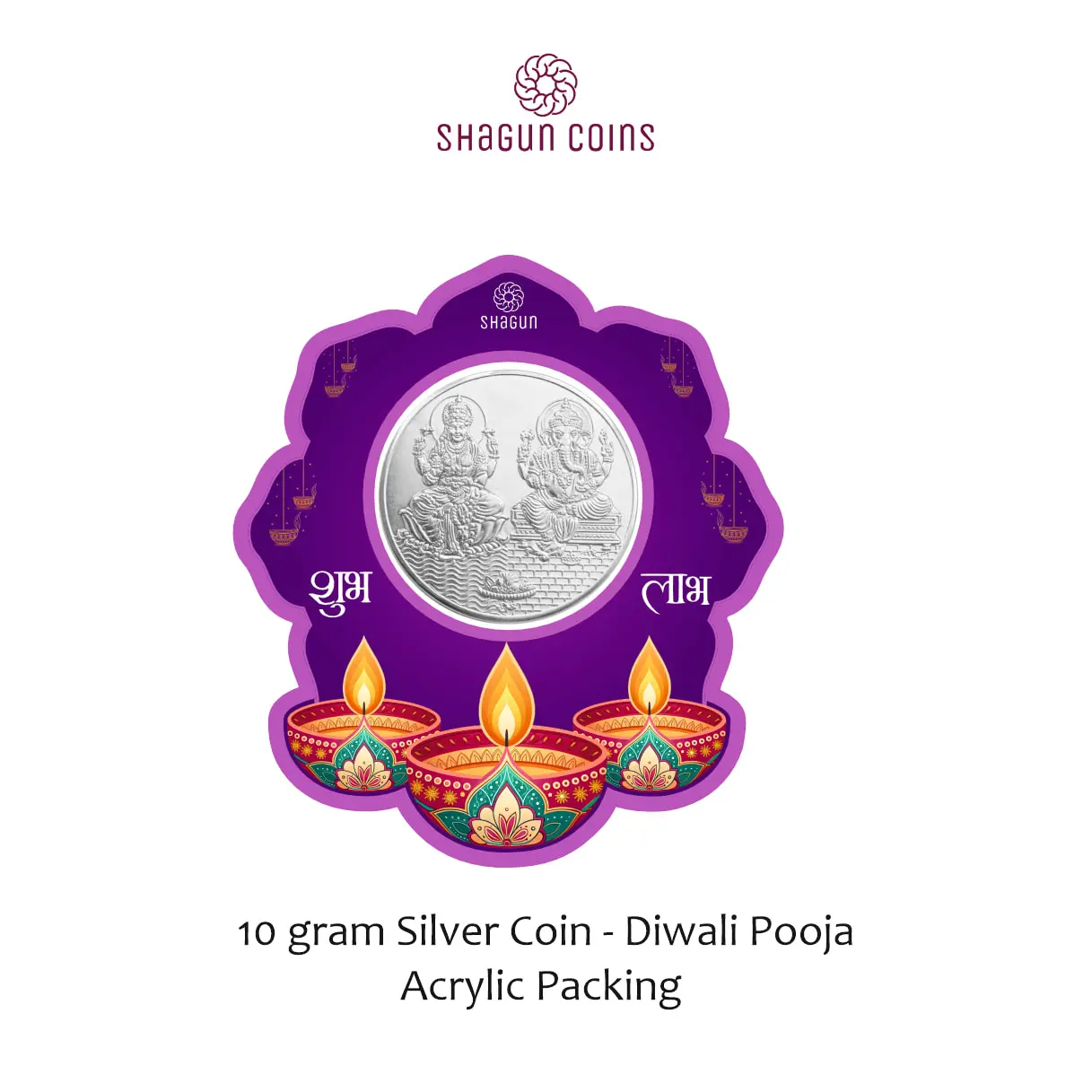 NEW SHAPE 10 GRAM SILVER COIN - STANDARD -  Diwali pooja