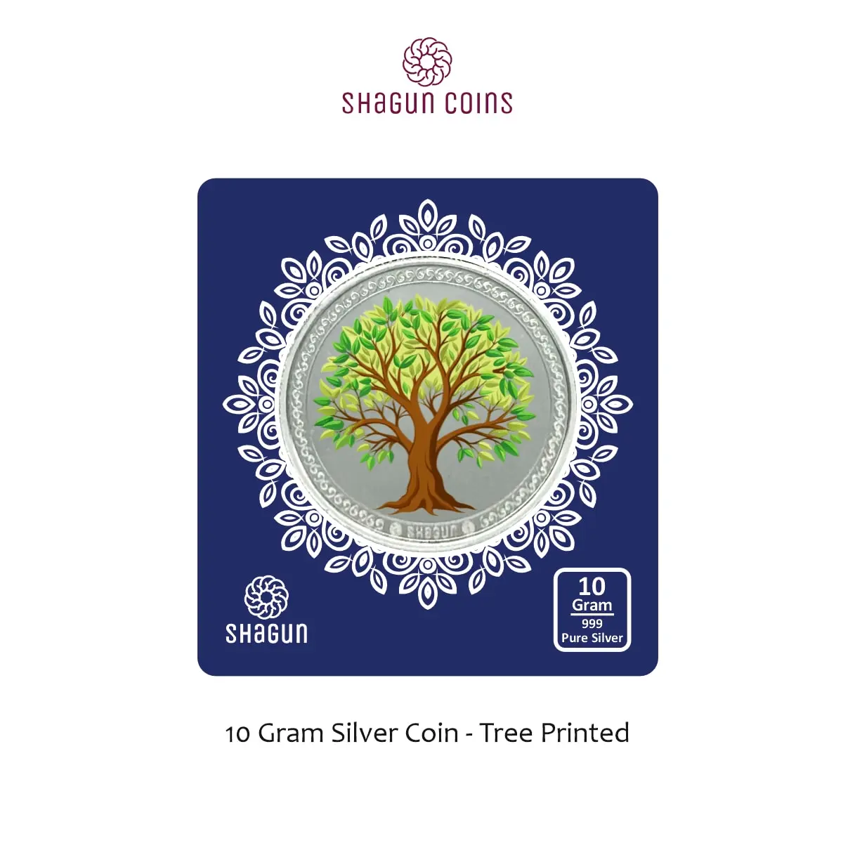 10 GRAM SILVER COIN BIG SIZE - 60MM -  tree printed