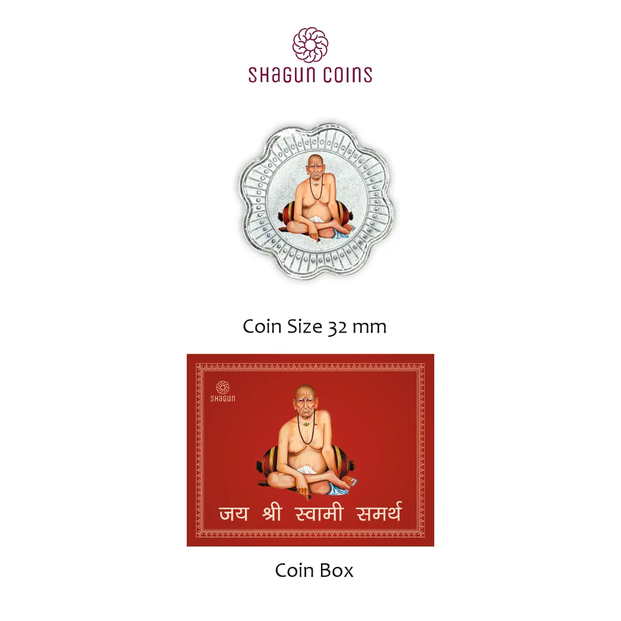 1 GRAM SILVER COIN BOX -  SWAMI SAMRATH