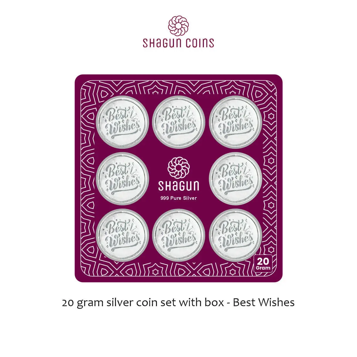 20gm set silver coin Best Wishes