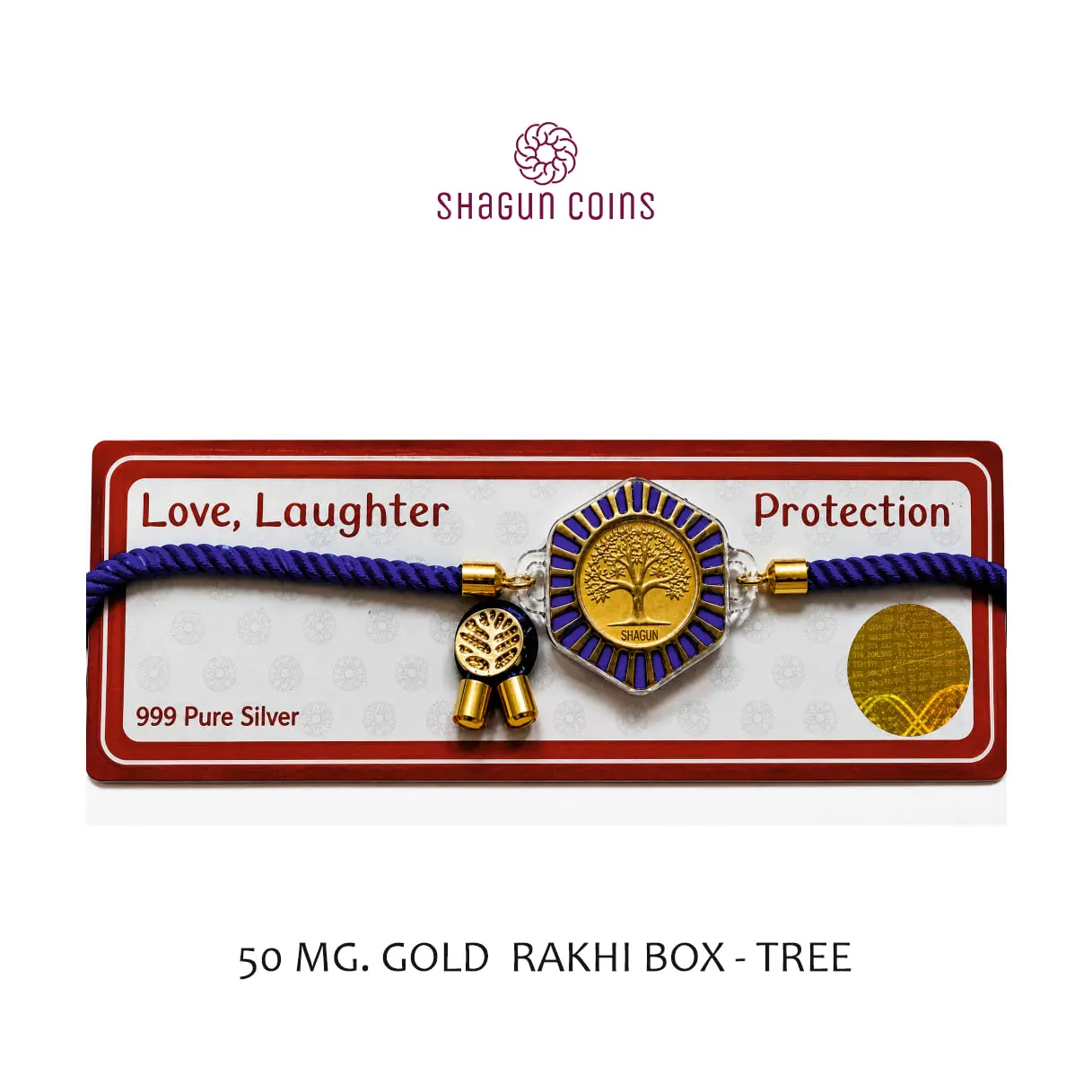 50 MG. GOLD  RAKHI BOX - TREE