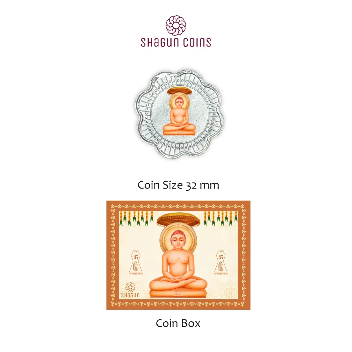 1 GRAM SILVER COIN BOX - MAHAVIR JI