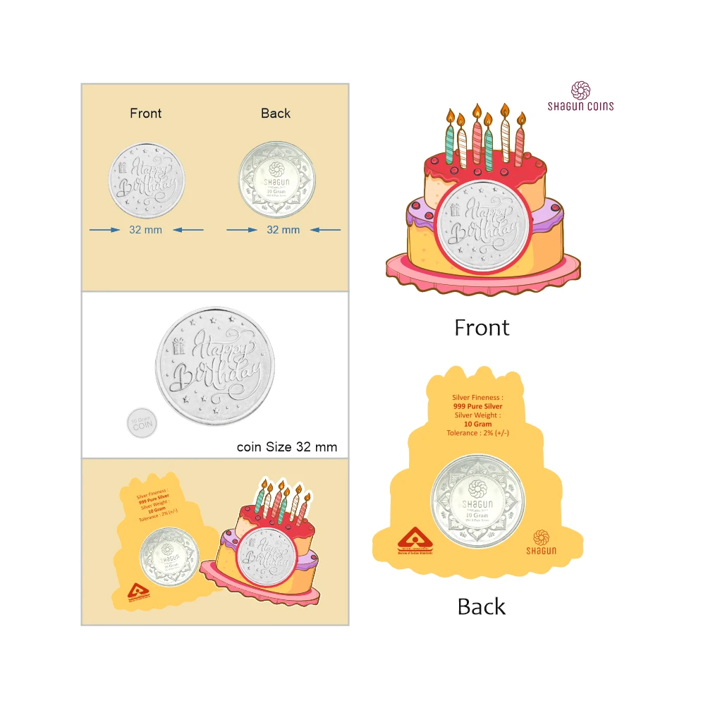 NEW SHAPE 10 GRAM SILVER COIN - STANDARD -  Cake