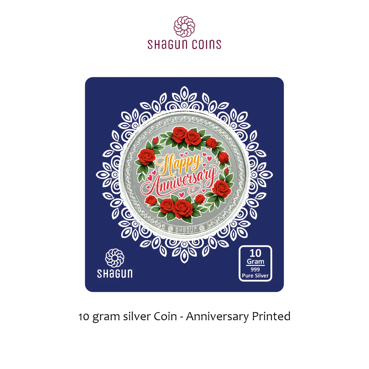 10 GRAM SILVER COIN BIG SIZE - 60MM -  Anniversary printed