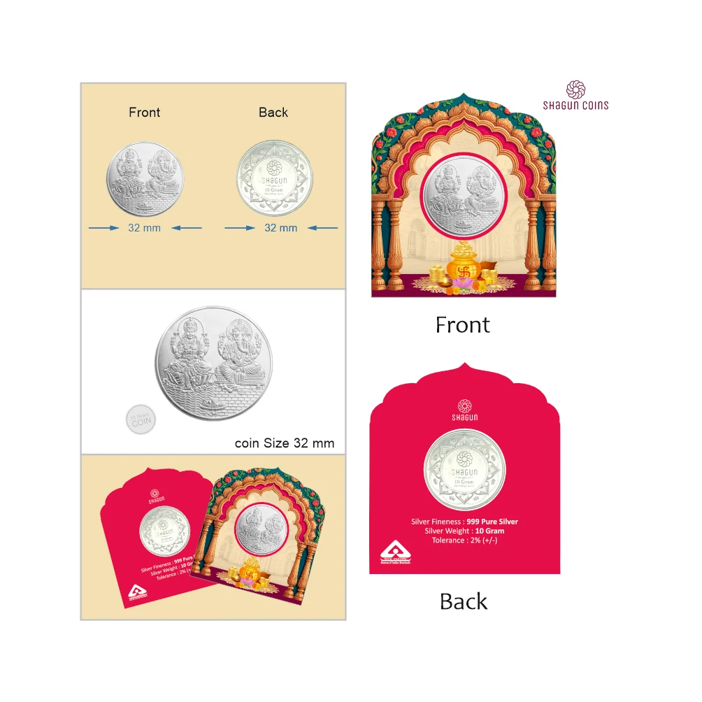 NEW SHAPE 10 GRAM SILVER COIN - STANDARD - Temple-kalash