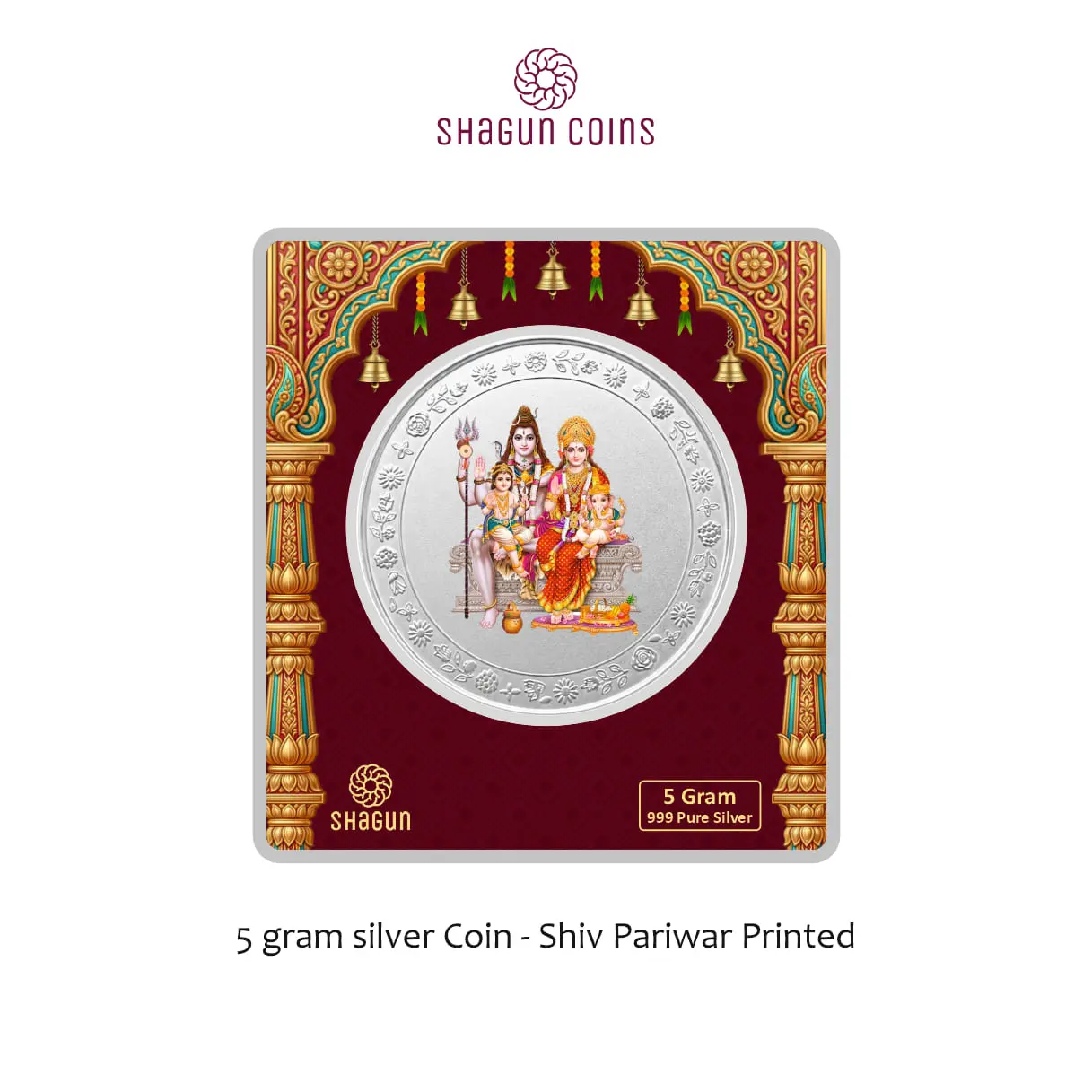 5 GRAM SILVER COIN BIG SIZE PREMIUM - 50MM - shiv pariwar printed