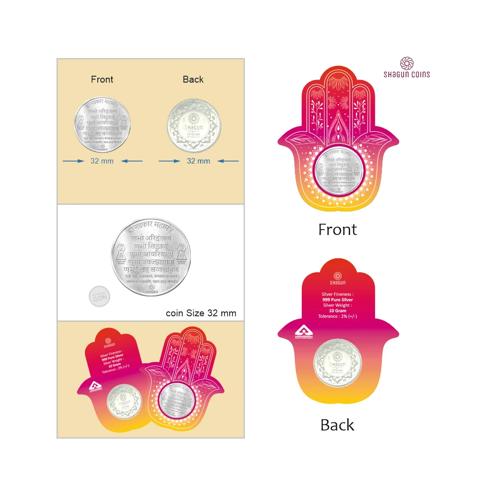 NEW SHAPE 10 GRAM SILVER COIN - STANDARD -  Hand red
