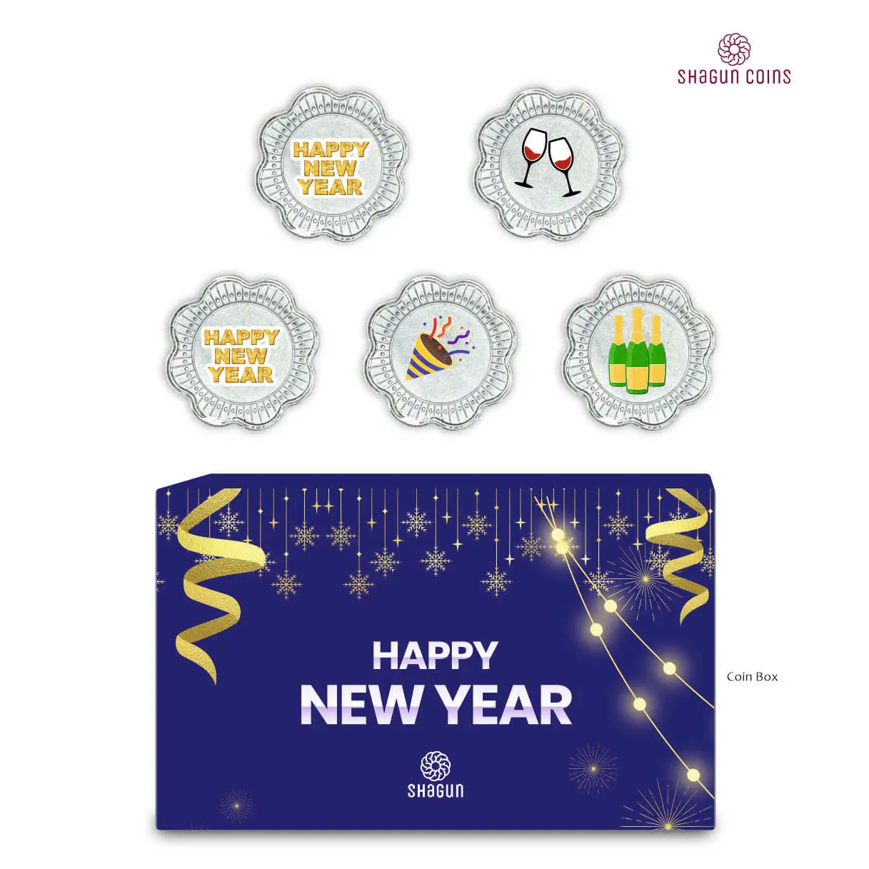 5 GRAM SILVER COIN BOX -HAPPY NEW YEAR