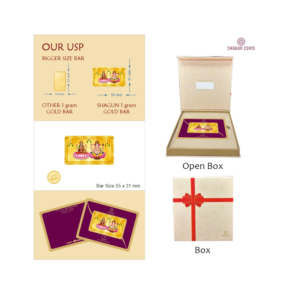1 GRAM  GOLD BAR - GANESH LAXMI