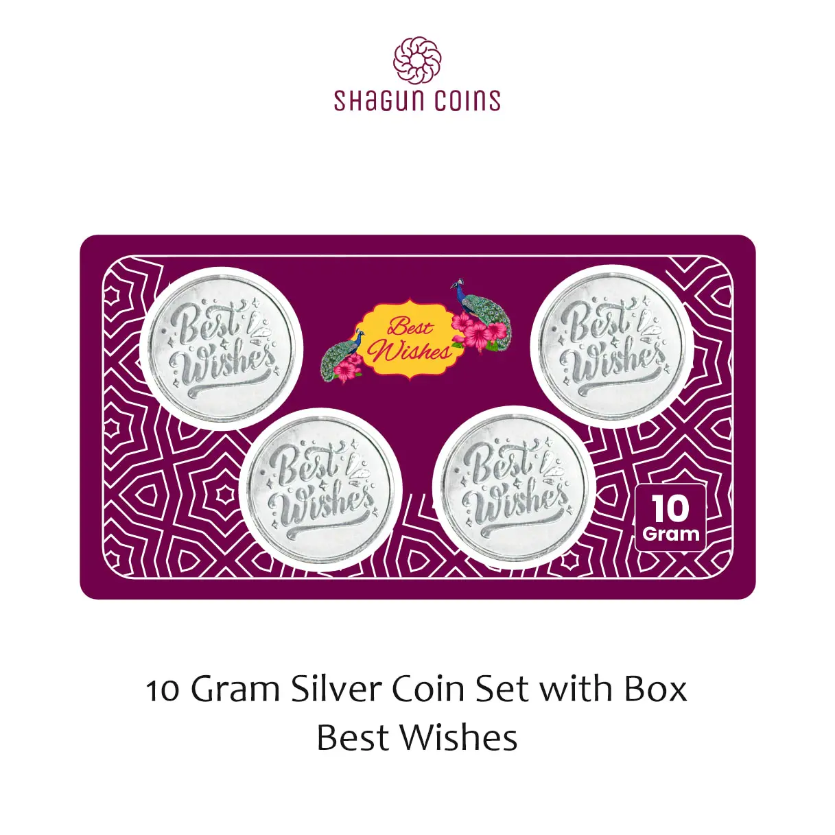 10 GRAM SILVER COIN SET WITH BOX -  Best Wishes