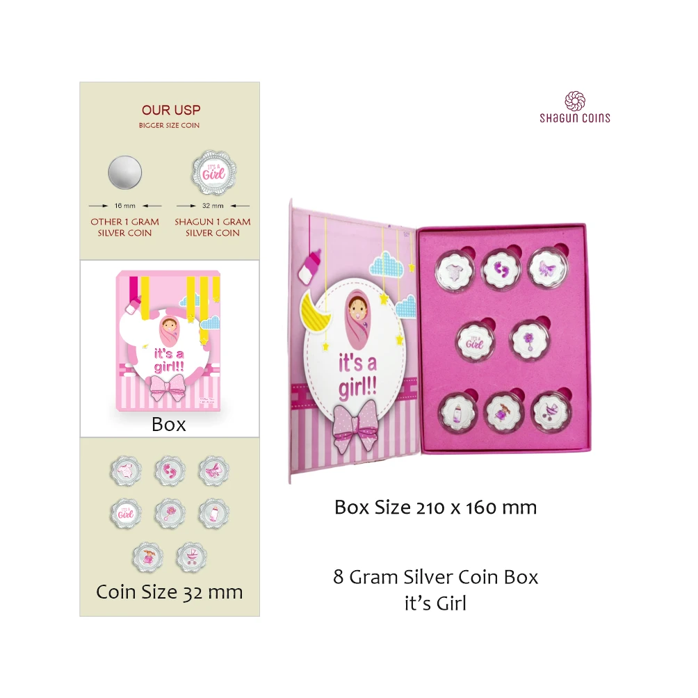 8 GRAM SILVER COIN BOX -  GIRL