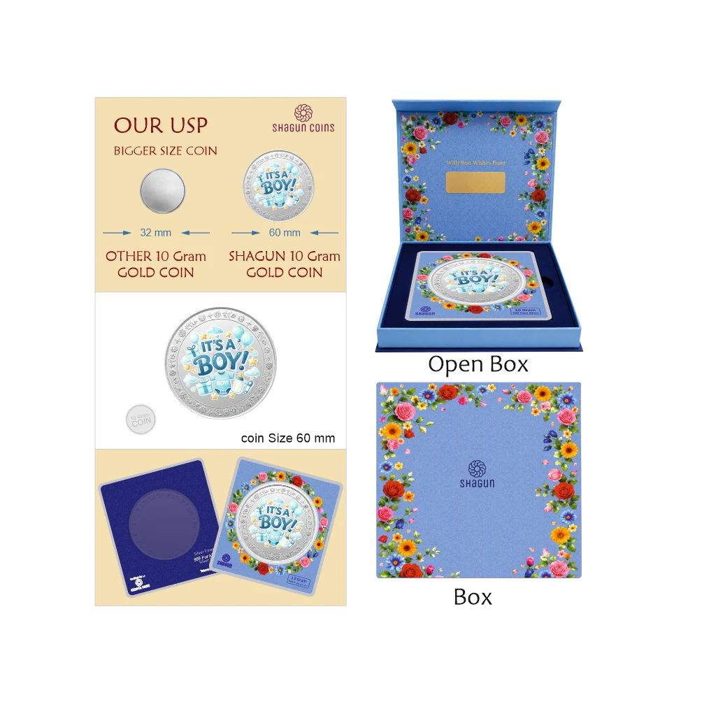 10 GRAM SILVER COIN BIG SIZE PREMIUM - 60MM -boy printed