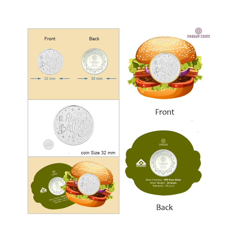 NEW SHAPE 10 GRAM SILVER COIN - STANDARD -  Burger
