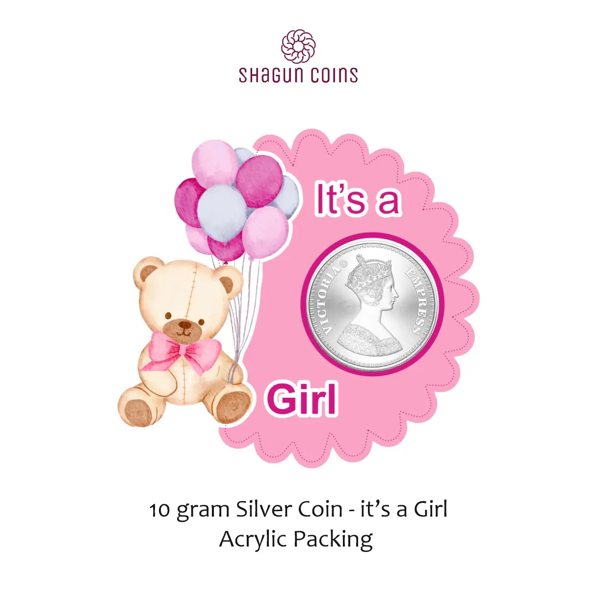 NEW SHAPE 10 GRAM SILVER COIN - STANDARD -  Girl