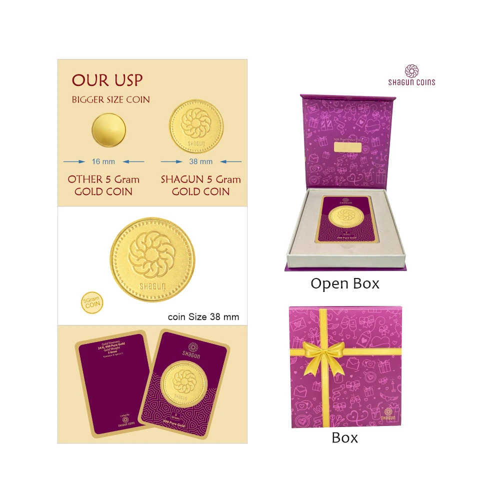 5 GRAM GOLD COIN BIG SIZE 38 MM - SHAGUN