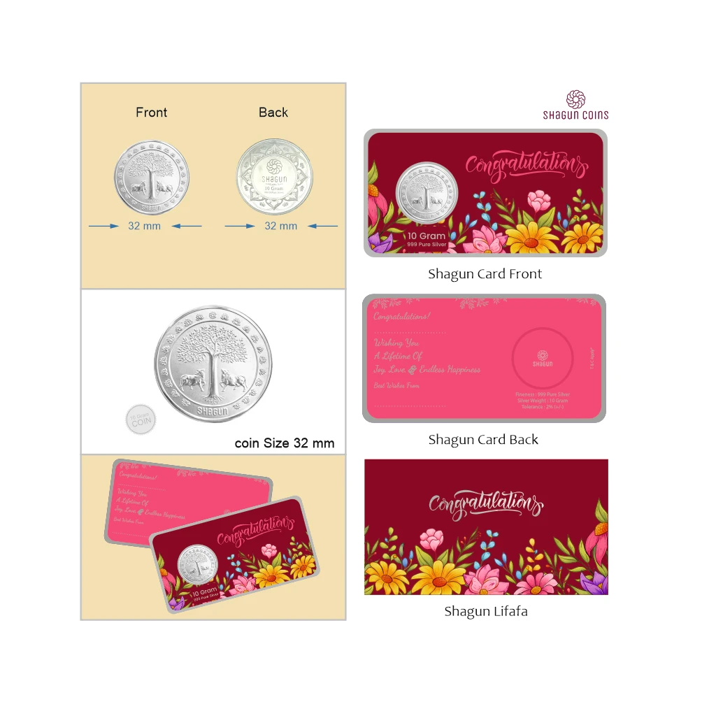 10 GRAM SILVER SHAGUN LIFAFA - CONGRATULATIONS