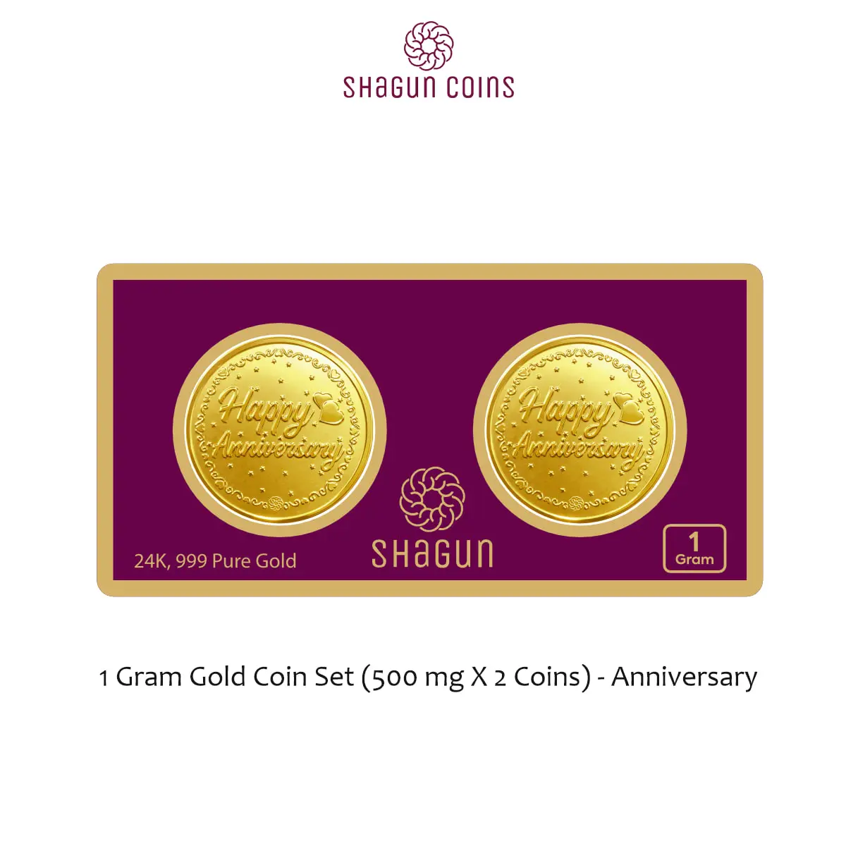 1 GRAM GOLD COIN SET NEW   (500 mg. x 2 COINS) Anniversary