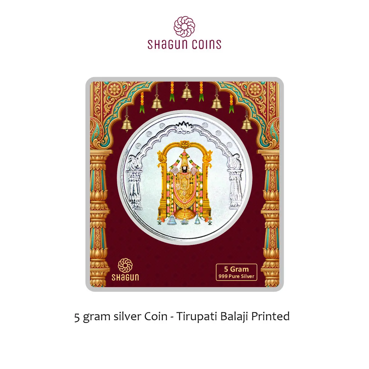 5 GRAM SILVER COIN BIG SIZE PREMIUM - 50MM - Tirupati Balaji printed