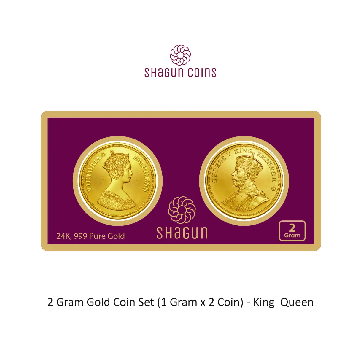 2 GARM GOLD COIN SET - KING QUEEN (1 GRAM X 2 COINS )