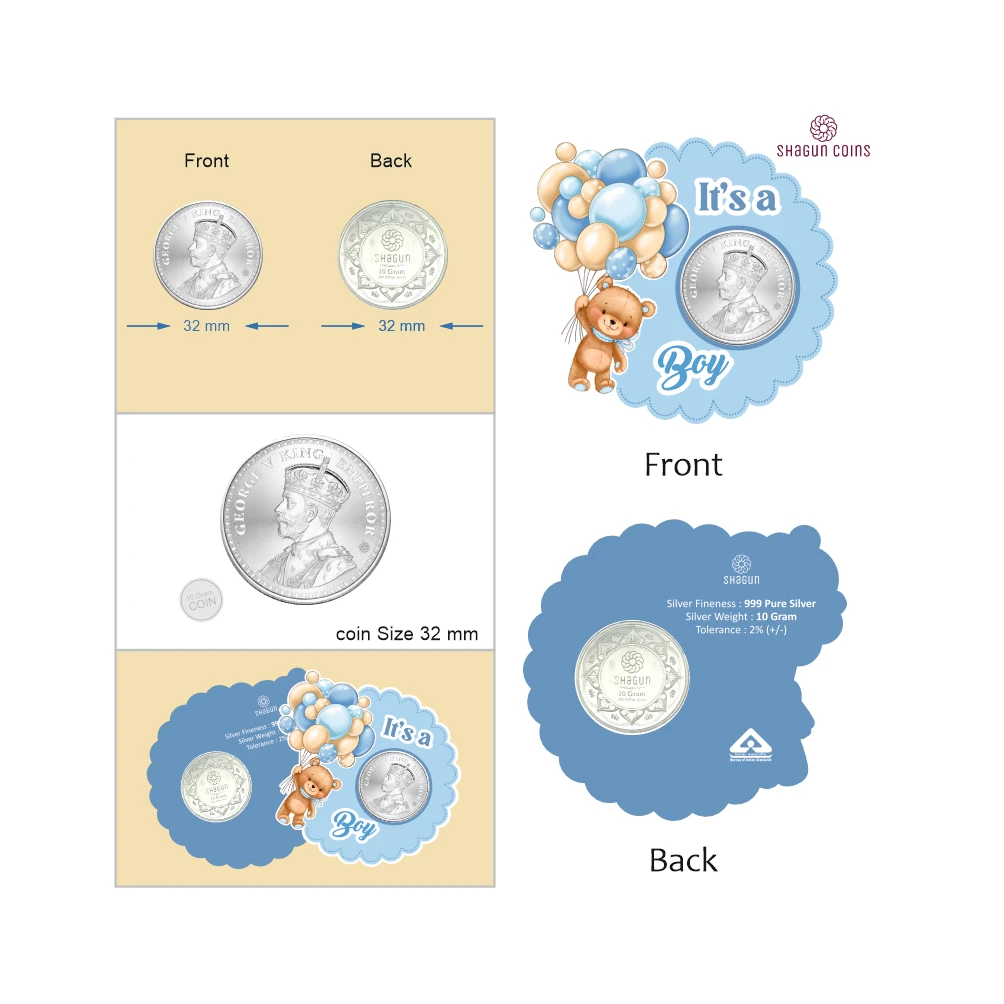 NEW SHAPE 10 GRAM SILVER COIN - STANDARD -  Boy