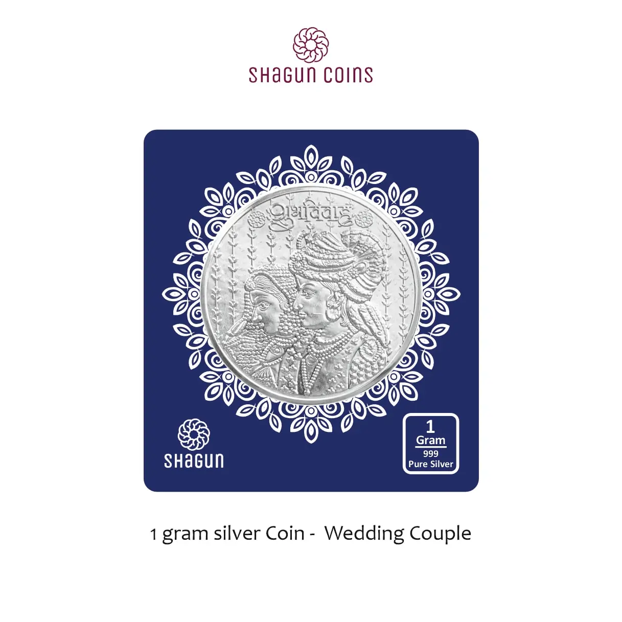 1 GRAM SILVER COIN BIG SIZE - 32MM - wedding Couple without box