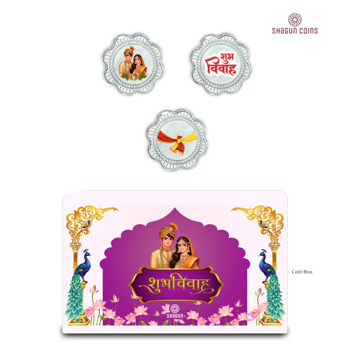 3 GRAM SILVE COIN BOX - SHUBH VIVAH