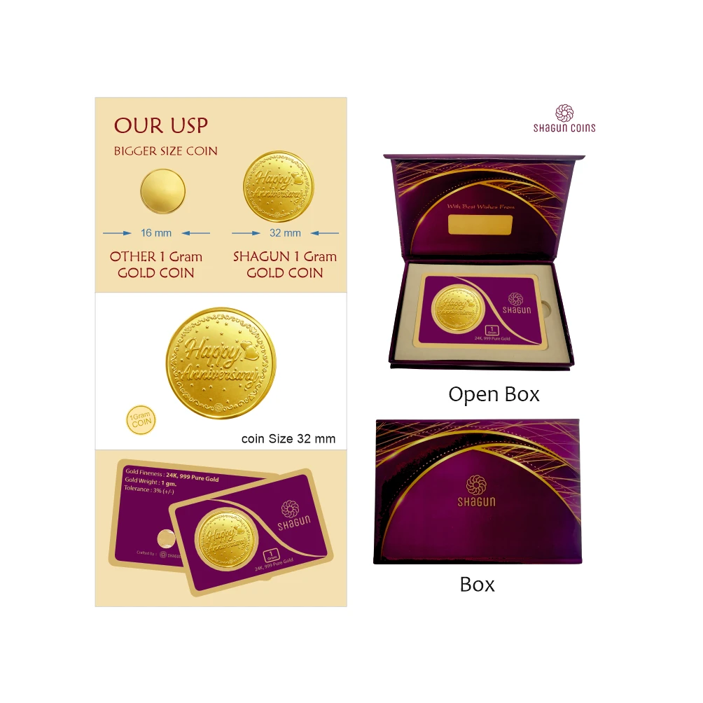 1 GRAM  GOLD COIN -  Anniversary