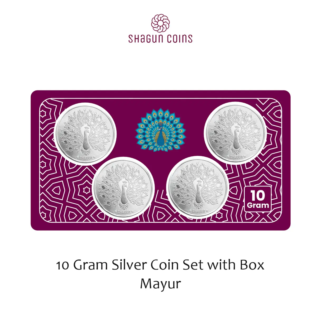 10 GRAM SILVER COIN SET WITH BOX -  Mayur