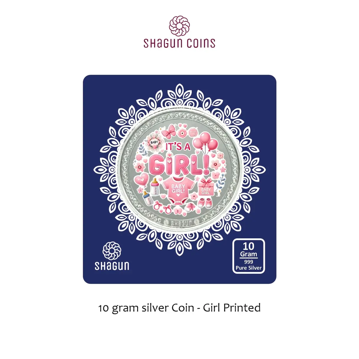 10 GRAM SILVER COIN BIG SIZE - 60MM -  girl printed