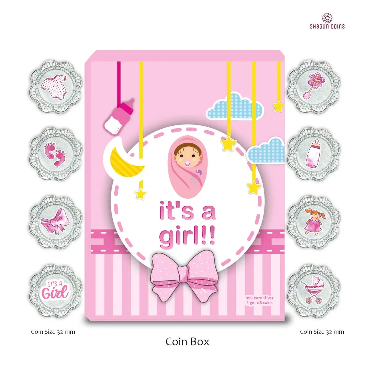8 GRAM SILVER COIN BOX -  GIRL