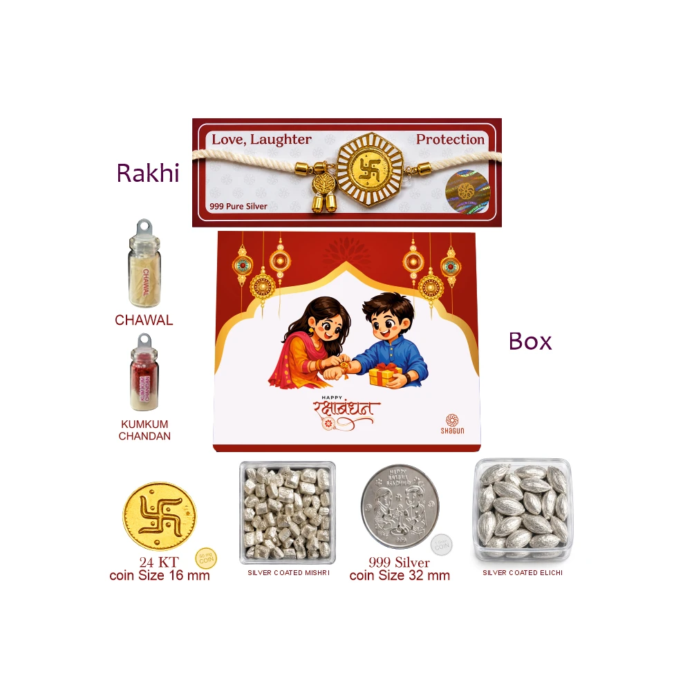 50 MG. GOLD  RAKHI BOX - SWASTIK