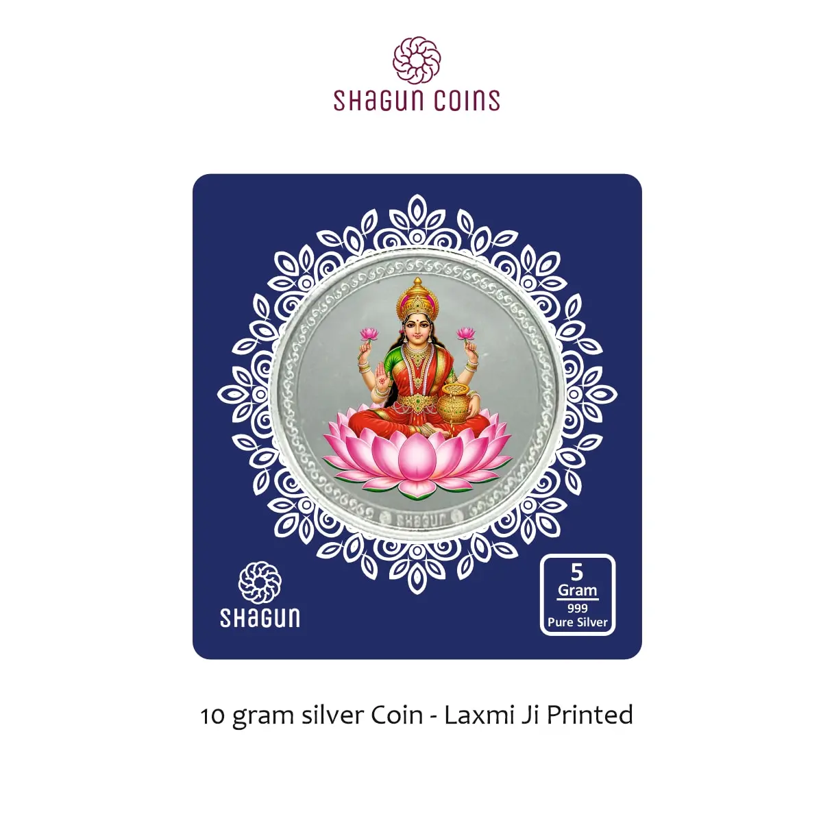 5 GRAM SILVER COIN BIG SIZE - 50MM -  laxmi printed