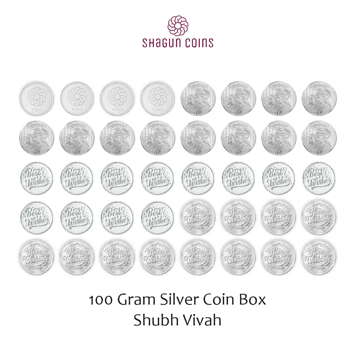 100 GRAM SILVE COIN BOX -  SHUBH VIVAH