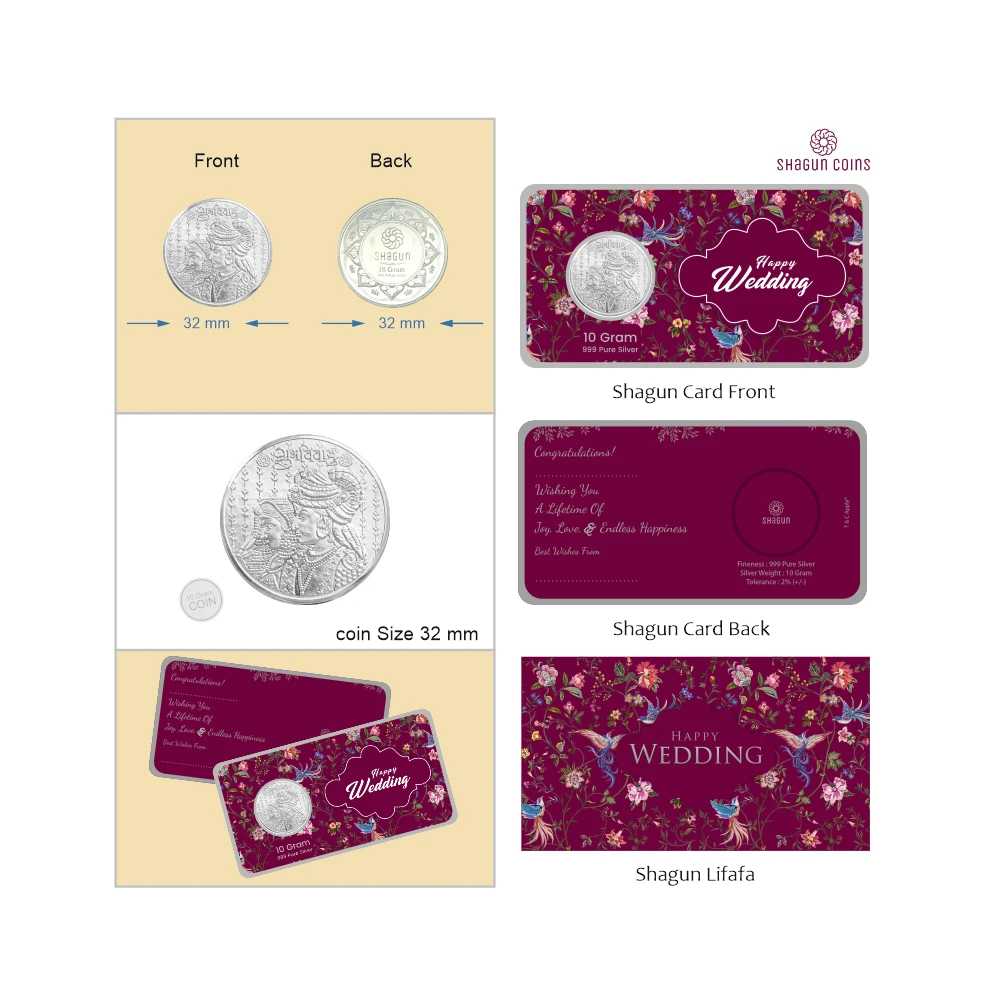 10 GRAM SILVER SHAGUN LIFAFA - WEDDING PURPLE