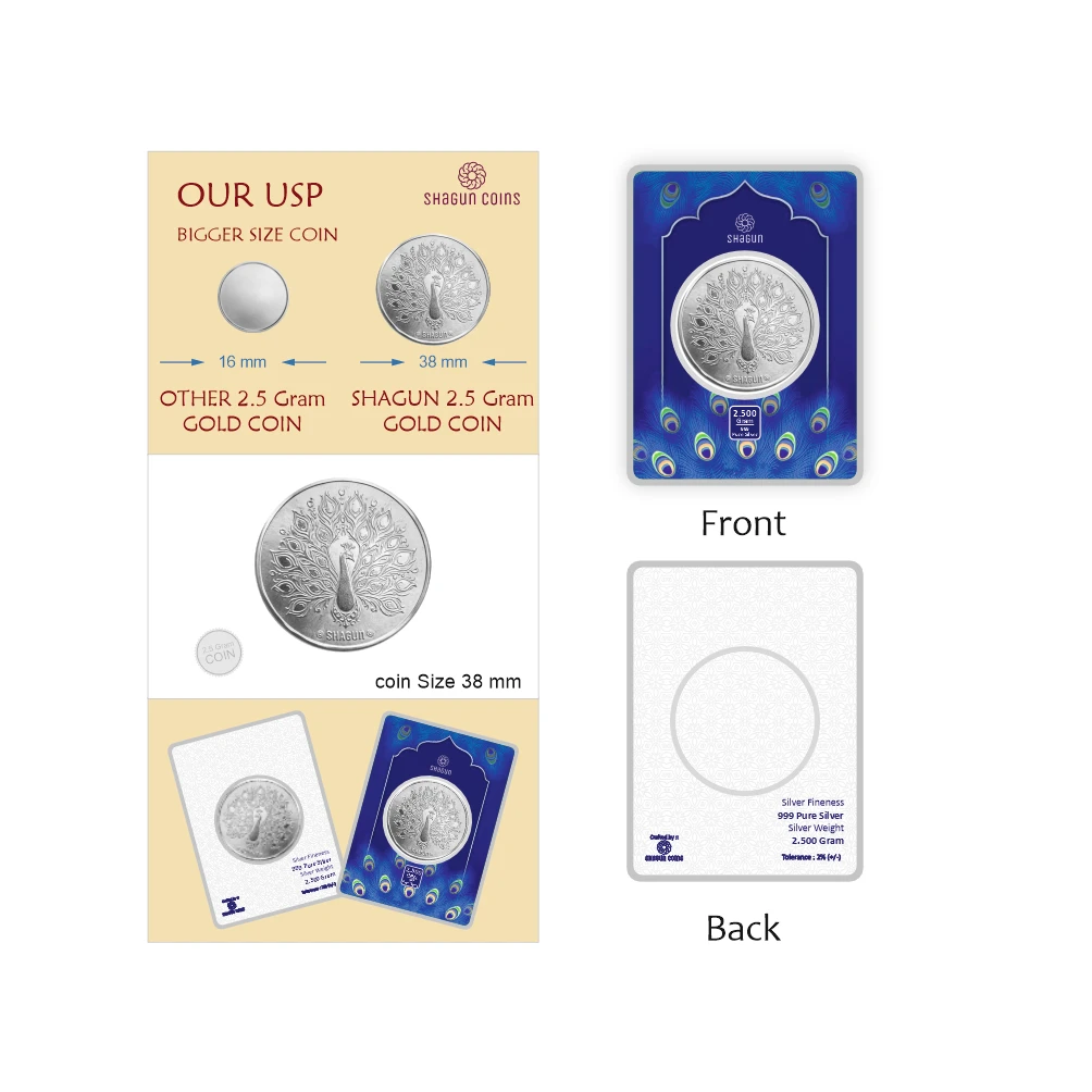 2.5 GRAM SILVER COIN PREMIUM- MAYUR