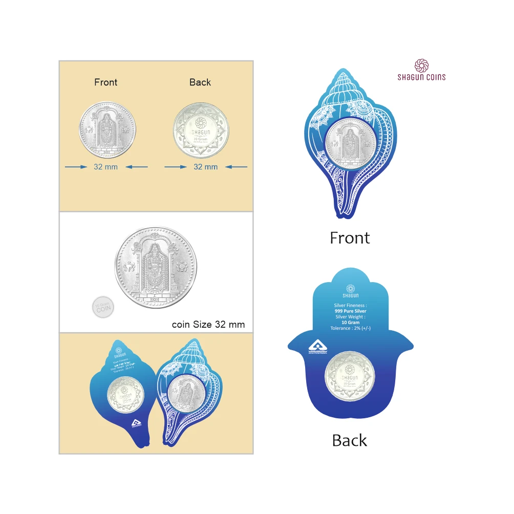 NEW SHAPE 10 GRAM SILVER COIN - STANDARD -  Sankh
