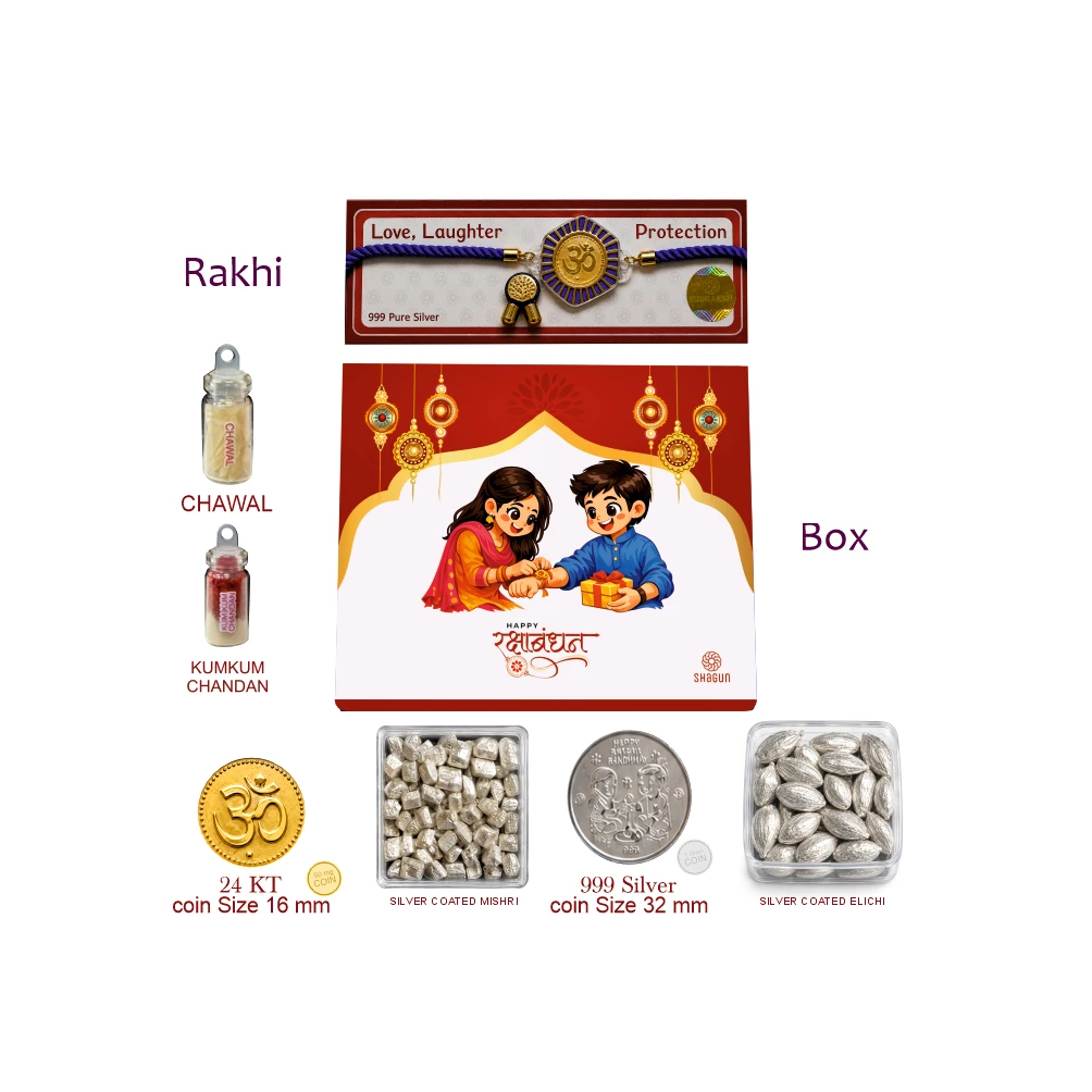 50 MG. GOLD  RAKHI BOX - OM