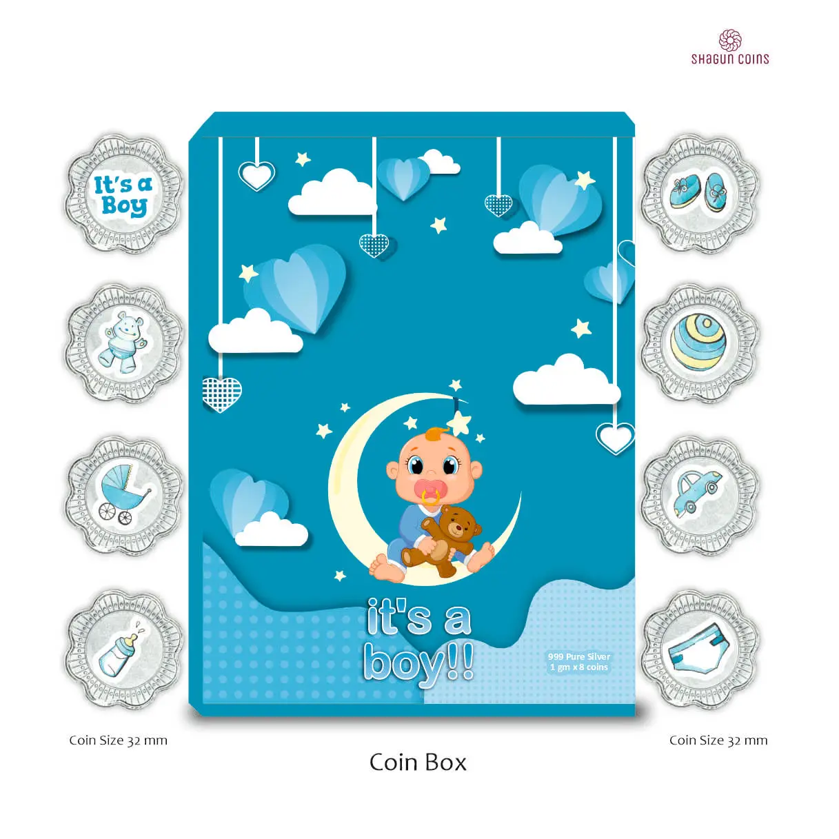 8 GRAM SILVER COIN BOX -  BOY