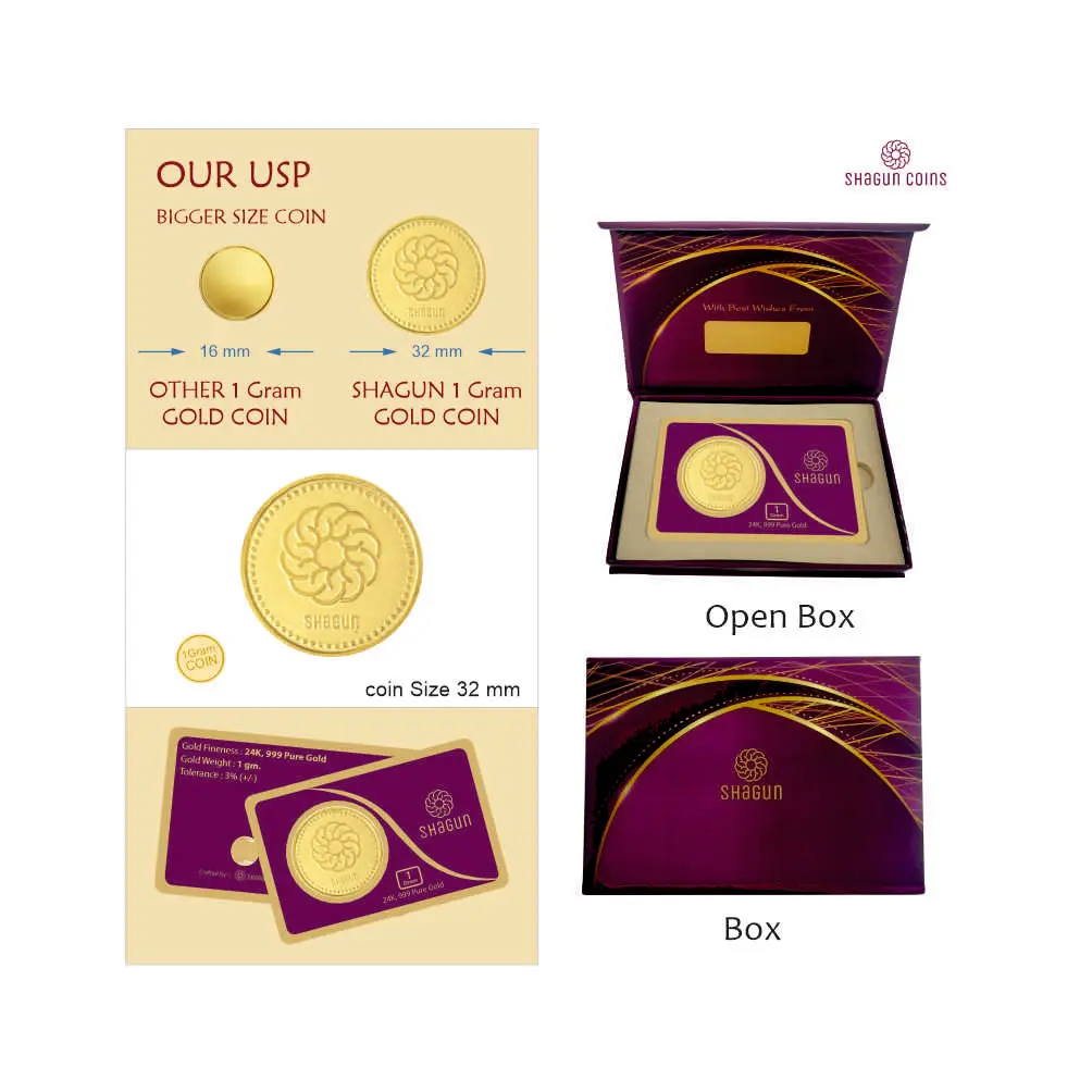 1 GRAM  GOLD COIN -  shagun