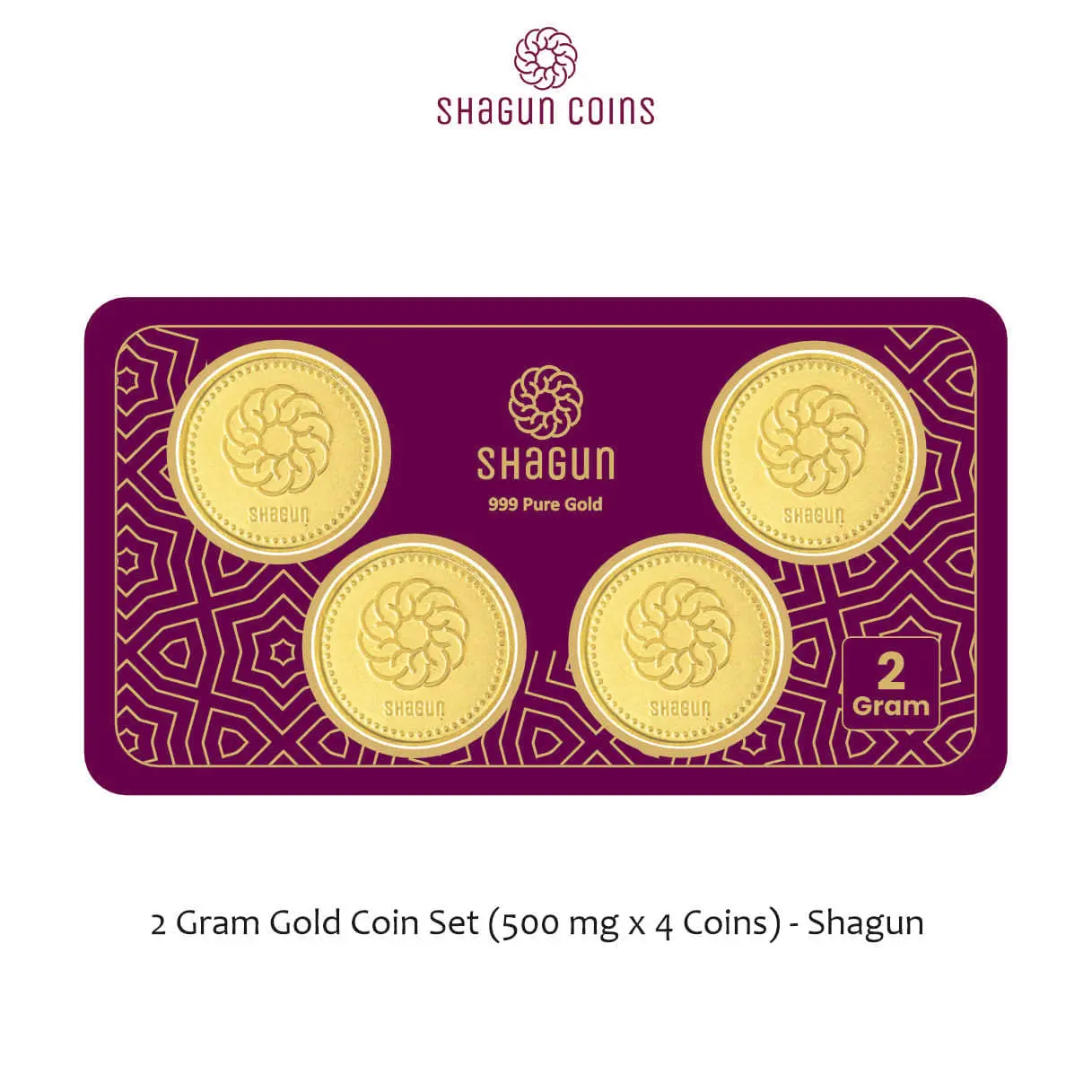 2 GRAM GOLD COIN SET NEW  (500 MG. x 4 COINS) shagun